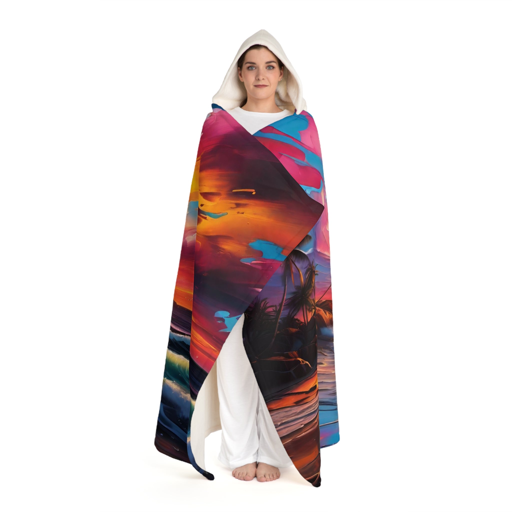 Hooded Sherpa Fleece Blanket Printify